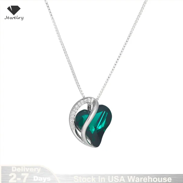 Beautiful Heart Shaped Crystal, 925 Sterling Silver Necklace