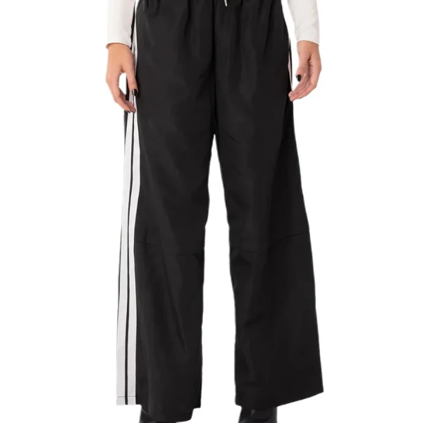 Women's Casual Elastic Waisted Drawstring Pants with Stripes on Legs