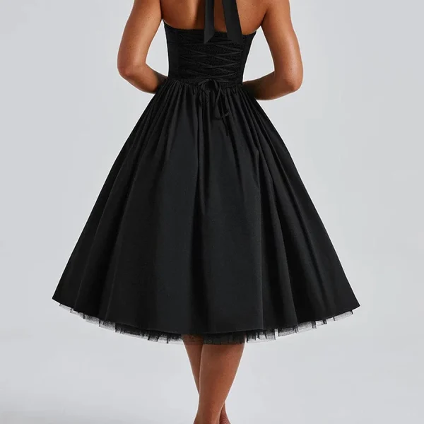 Beautifully Elegant, Velvety Halter Neck, Party Midi - Dress