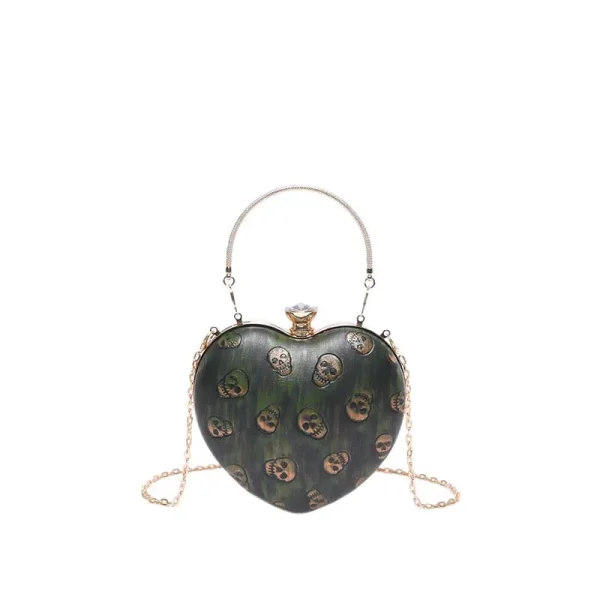 Lil Heart Shaped Handbag with Skull Design & Removable Chain