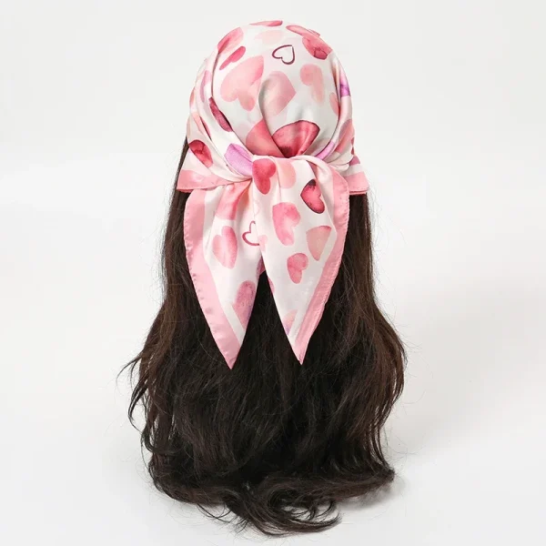 Summer Beach, Heart Print Head Bandana, Luxury Scarf Tie