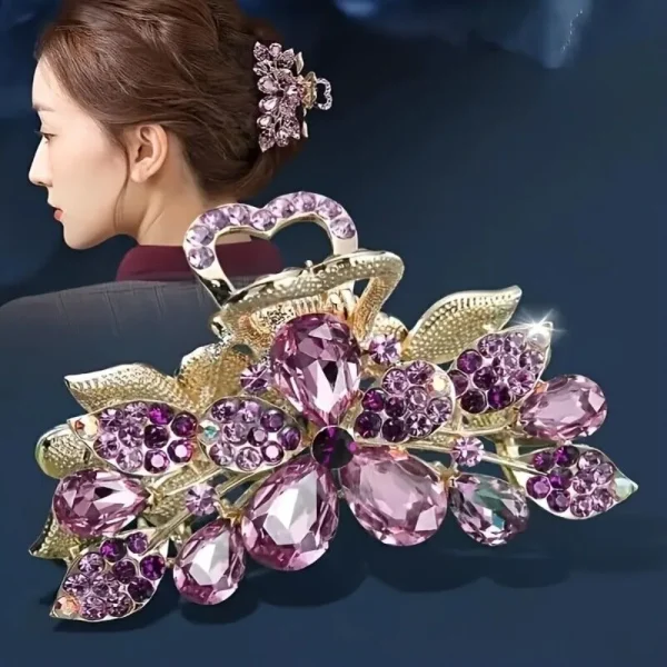 Beautiful, Sparkly Rhinestone Flowers Trendy Hair Barrettes